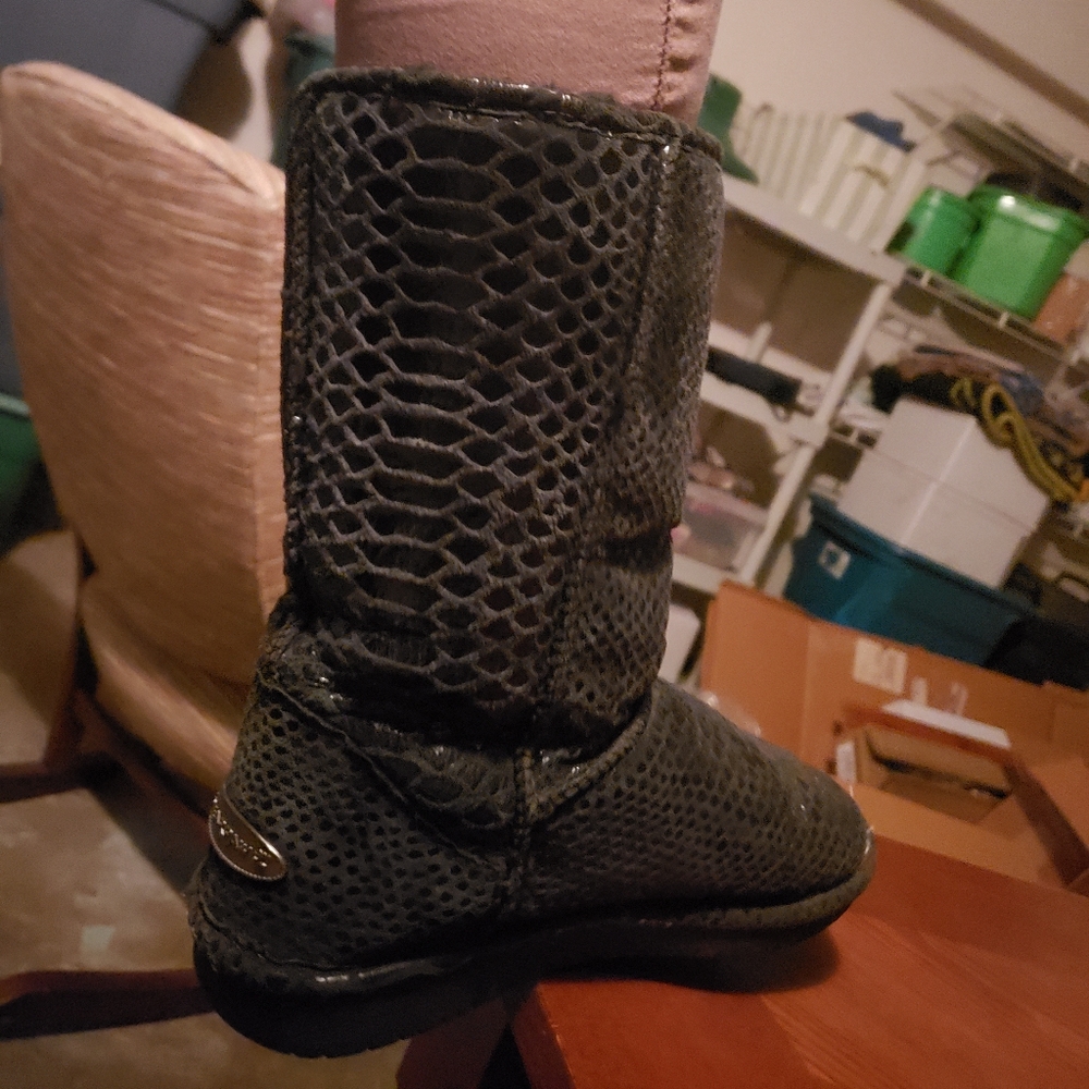 Limited edition faux snake skin bearpaw boots